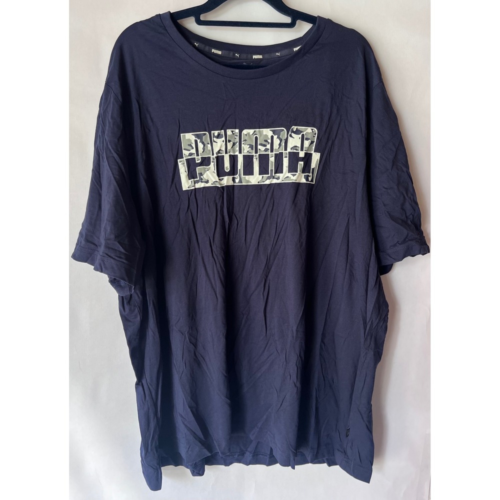 PUMA Core Camo Graphic Tee XXL Mens T-Shirt Navy Blue Cotton‎ Casual